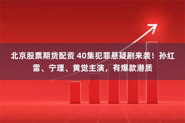 北京股票期货配资 40集犯罪悬疑剧来袭！孙红雷、宁理、黄觉主演，有爆款潜质